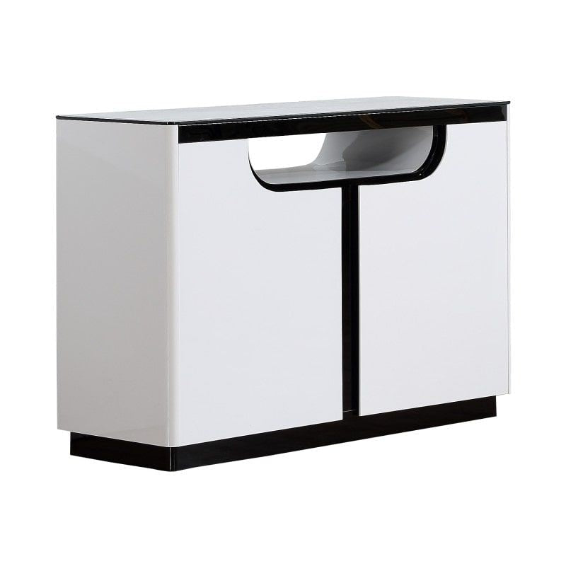 Gisella Luxury Tempered Glass Wooden Sideboard Storage Cabinet - Black & White Buffet Unit Fast shipping On sale