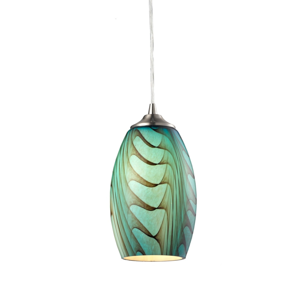 GLAZE Pendant Lamp Light Interior ES Blue Glass Ellipse with swirls OD120mm Fast shipping On sale