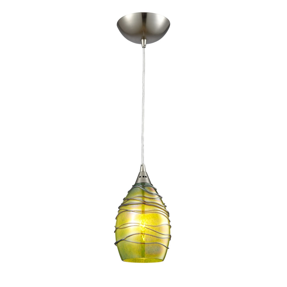 GLAZE Pendant Lamp Light Interior ES Olive Green Glass Ellipse with Twist OD115mm Fast shipping On sale