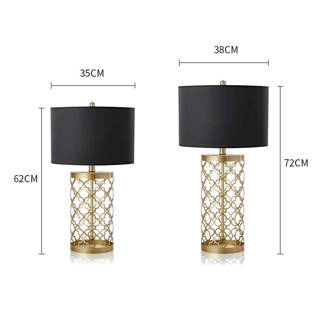 Golden Hollowed Out Base Table Lamp with Dark Shade Fast shipping On sale