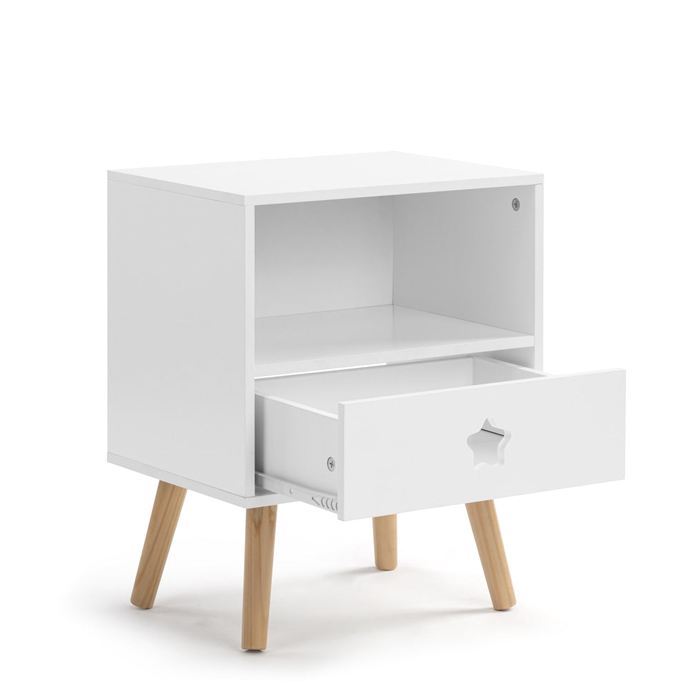 Gracie Modern Open Shelf Nightstand Bedside Table W/ 1-Drawers - White Fast shipping On sale