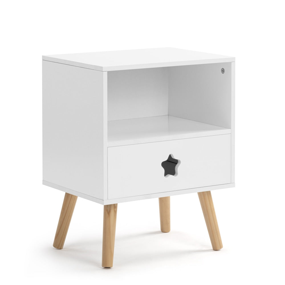 Gracie Modern Open Shelf Nightstand Bedside Table W/ 1-Drawers - White Fast shipping On sale