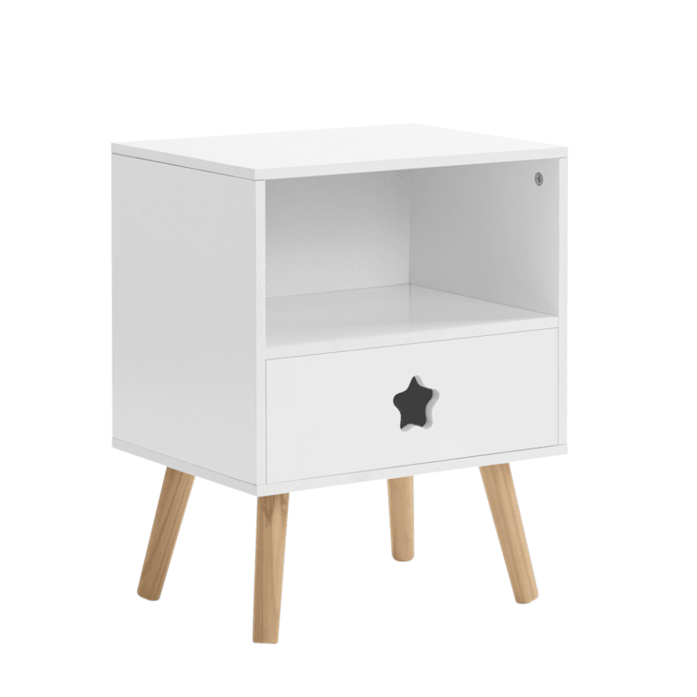 Gracie Modern Open Shelf Nightstand Bedside Table W/ 1-Drawers - White Fast shipping On sale