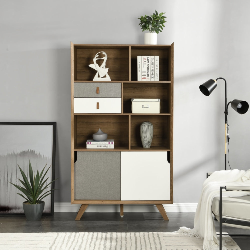 Grant Bookcase Display Shelf Storage Cabinet - Walnut Fast shipping On sale