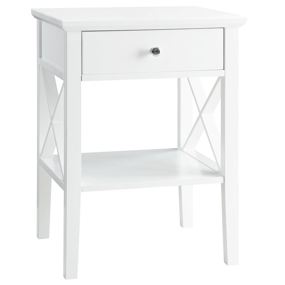 Hailey 1-Drawer Bedside Nightstand End Lamp Side Table - White Fast shipping On sale