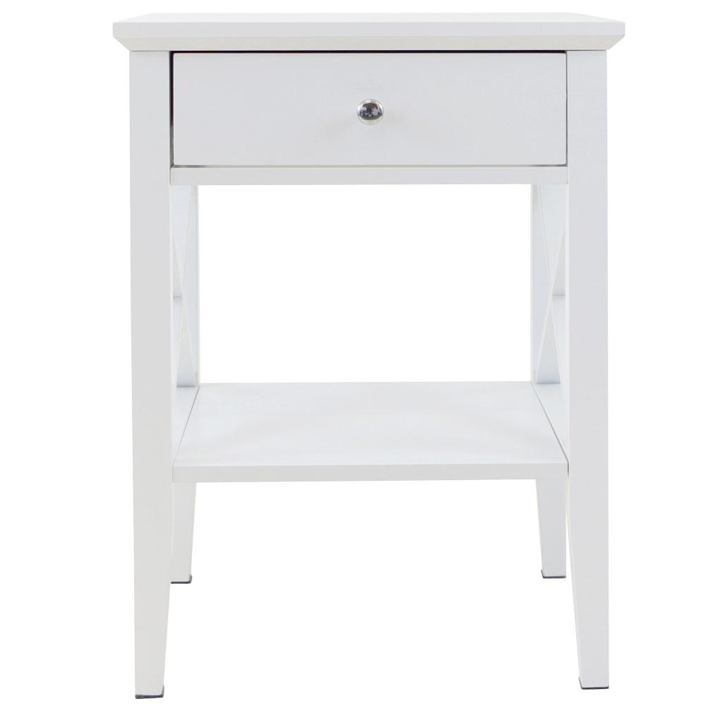 Hailey 1-Drawer Bedside Nightstand End Lamp Side Table - White Fast shipping On sale