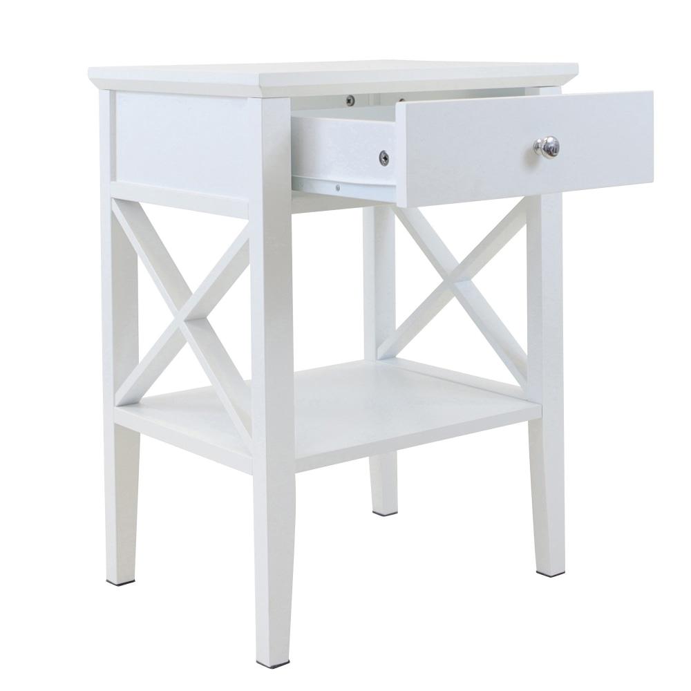 Hailey 1-Drawer Bedside Nightstand End Lamp Side Table - White Fast shipping On sale