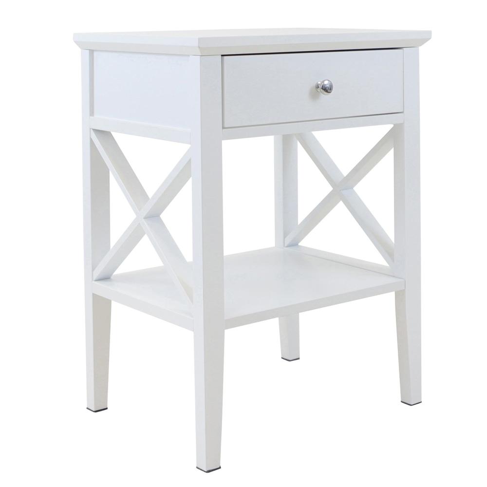 Hailey 1-Drawer Bedside Nightstand End Lamp Side Table - White Fast shipping On sale