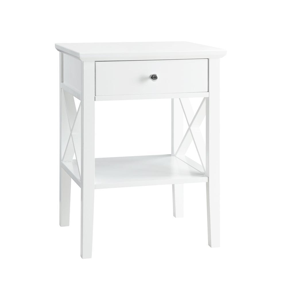 Hailey 1-Drawer Bedside Nightstand End Lamp Side Table - White Fast shipping On sale