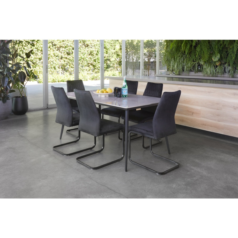 Halston Rectangular Modern Ceramic Kitchen Dining Table 160cm - Rebecca Grey Fast shipping On sale