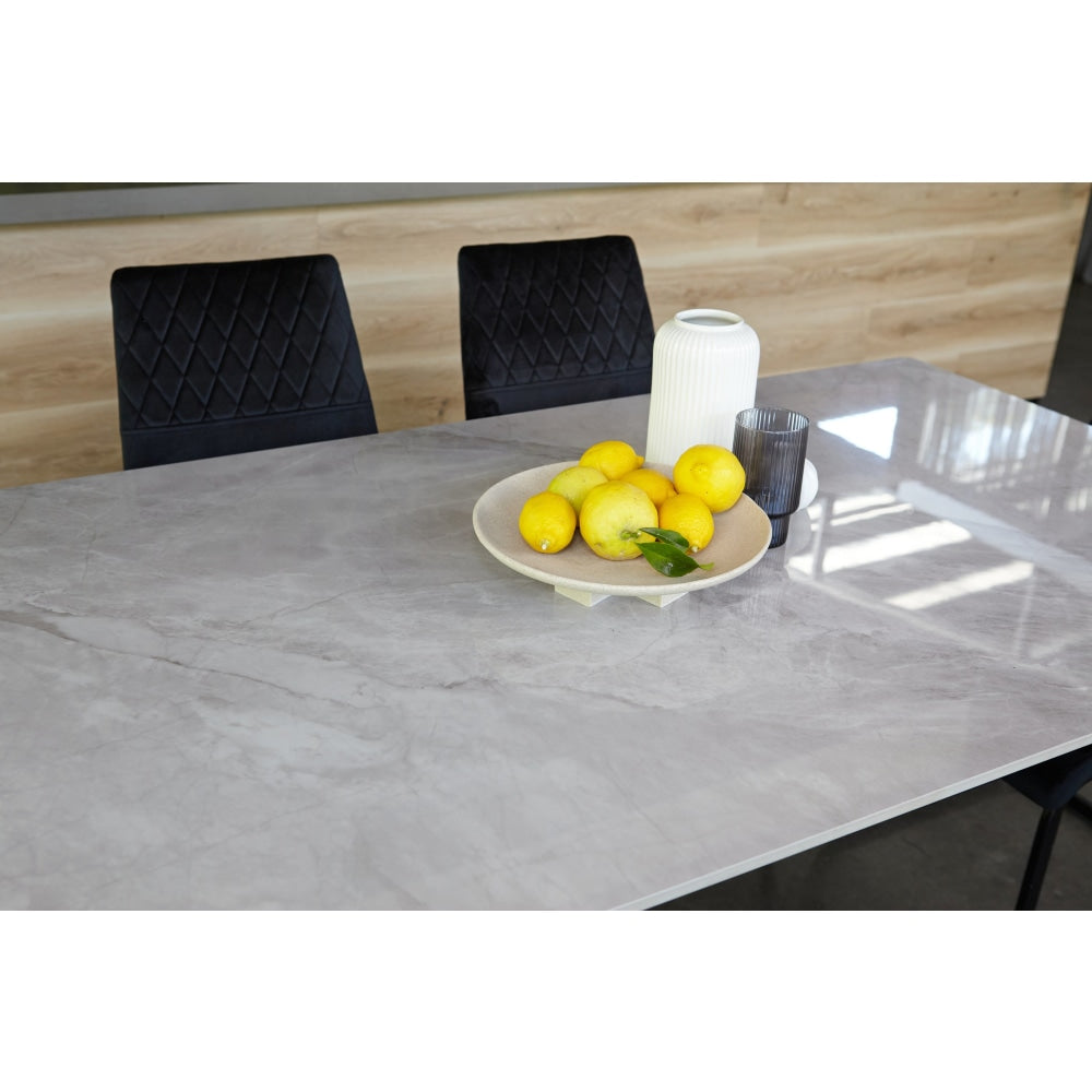 Halston Rectangular Modern Ceramic Kitchen Dining Table 160cm - Rebecca Grey Fast shipping On sale