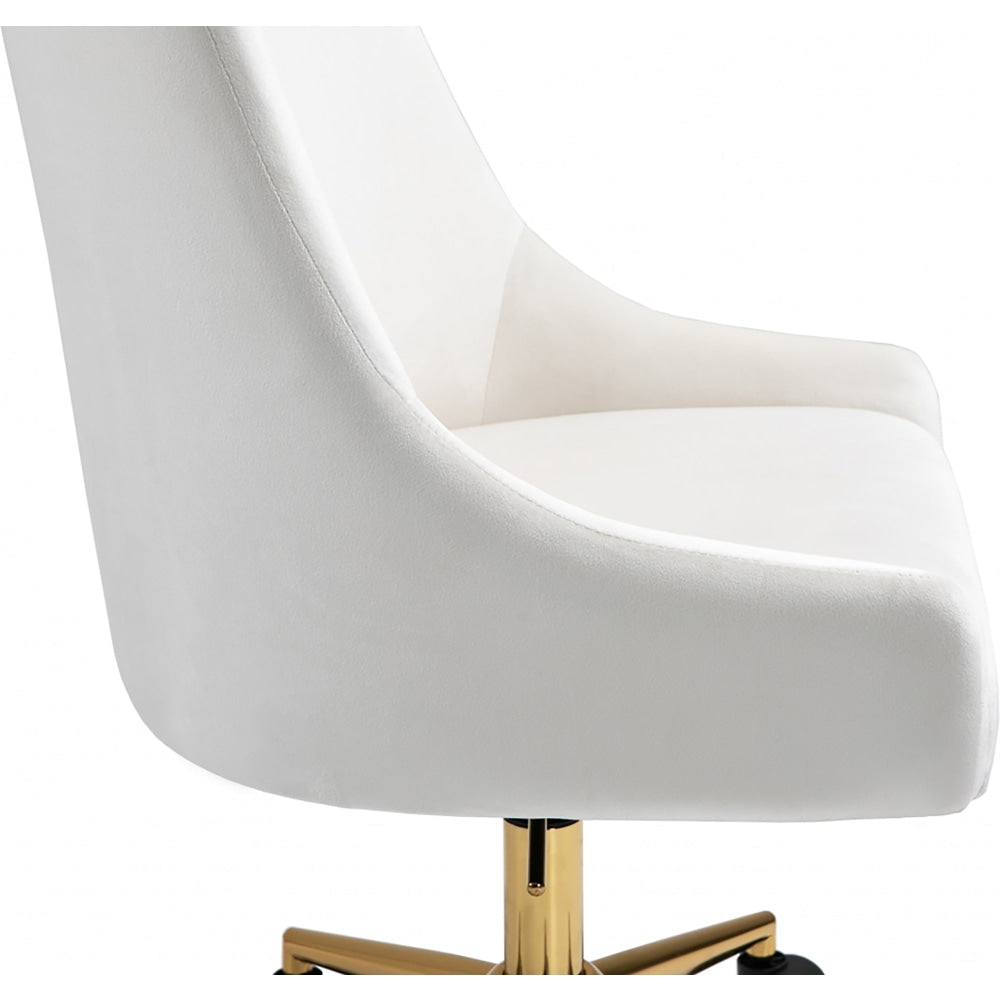 Hamilton High Back Height Adjustable Velvet Home Office Working Tas Chair White/Gold Fast shipping On sale