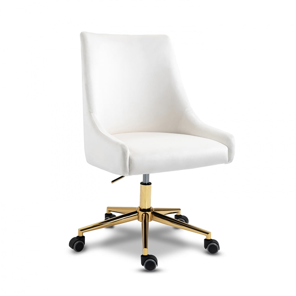 Hamilton High Back Height Adjustable Velvet Home Office Working Tas Chair White/Gold Fast shipping On sale