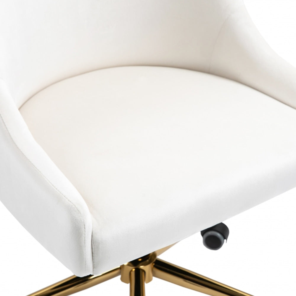 Hamilton High Back Height Adjustable Velvet Home Office Working Tas Chair White/Gold Fast shipping On sale
