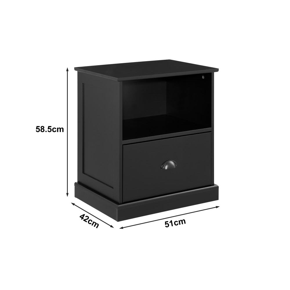 Hampton Bedside Nightstand Side Table - Black Fast shipping On sale