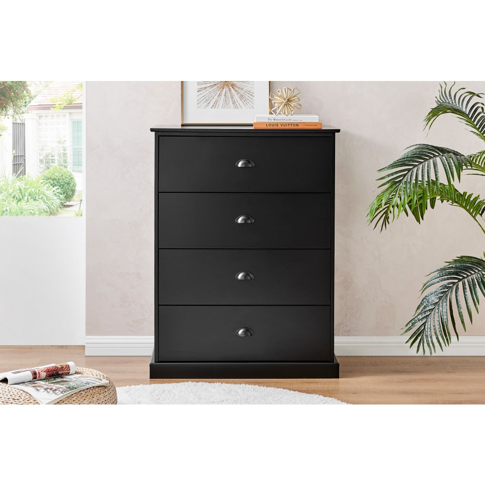 Hampton Elegant Chest of 4-Drawers Tallboy Storage Cabinet - Black Of Drawers Fast shipping On sale