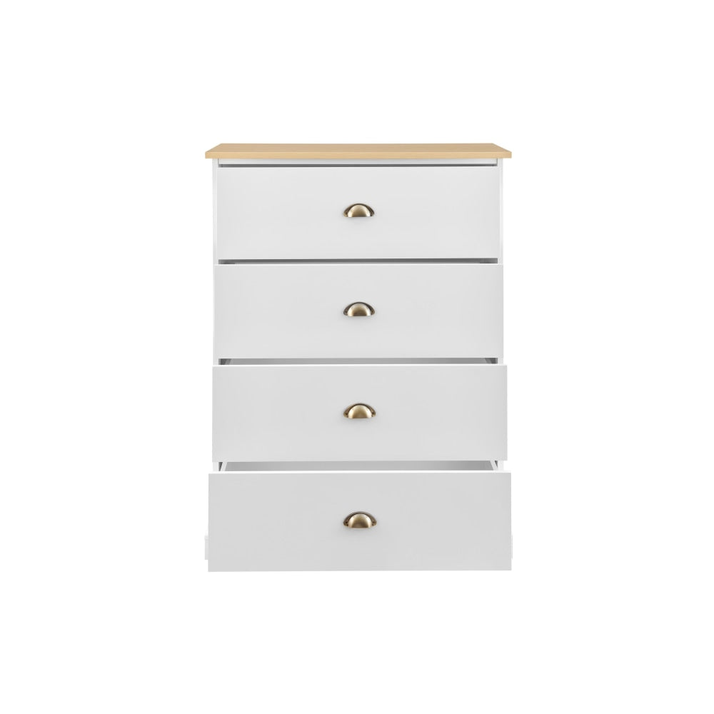 Hampton Elegant Chest of 4-Drawers Tallboy Storage Cabinet - White/Natural White Of Drawers Fast shipping On sale