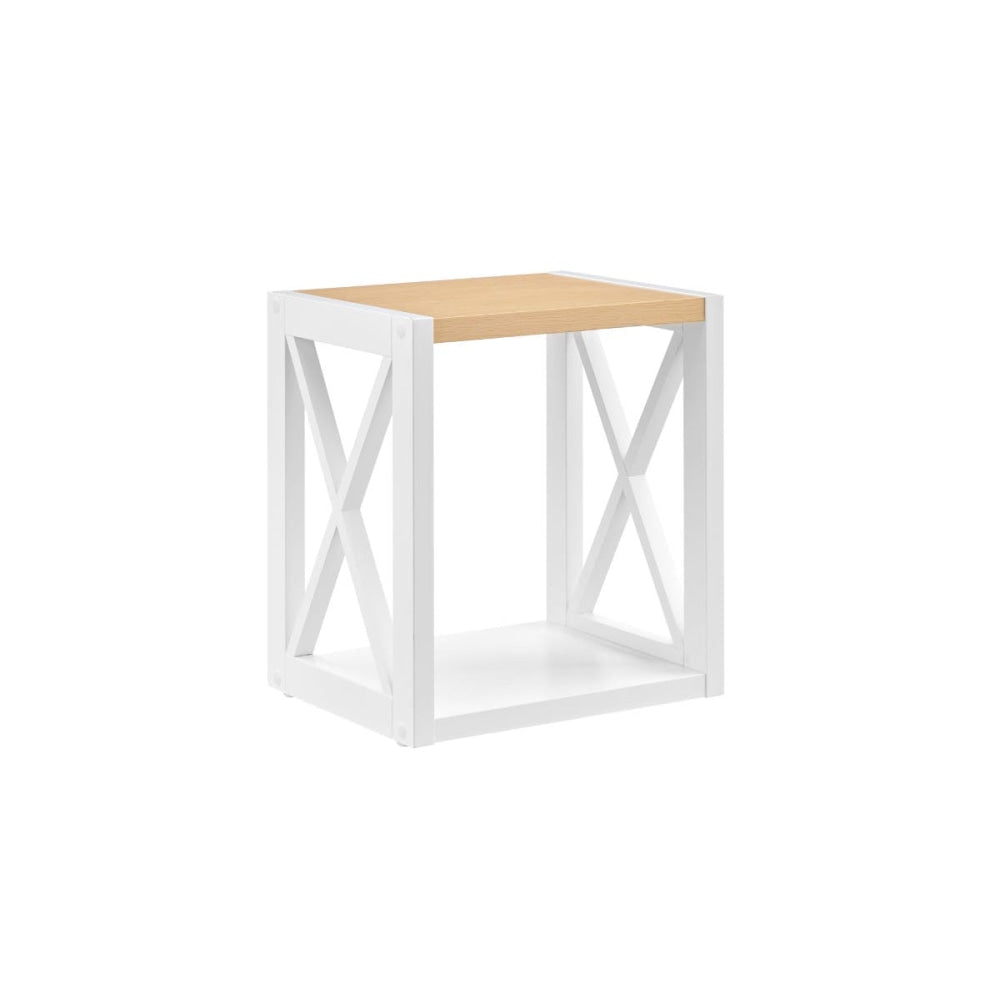 Hampton End Lamp Side Table - White/Natural White Fast shipping On sale