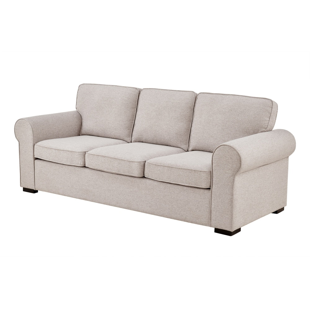 Hamptons 3-Seater Fabric Lounge Sofa - Almond Fast shipping On sale