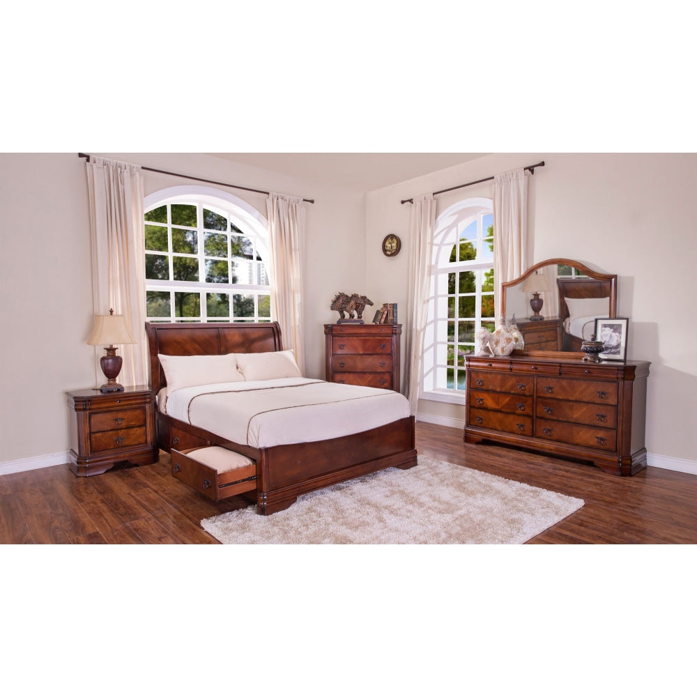Hamshire Solid Wooden Bed Frame King Size W/ Storage - Burnished Cherry Fast shipping On sale