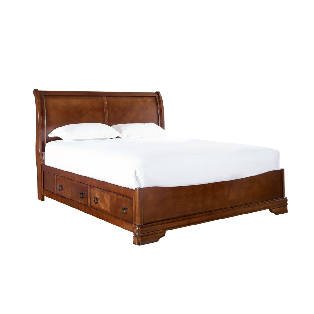 Hamshire Solid Wooden Bed Frame Queen Size W/ Storage - Burnished Cherry Fast shipping On sale