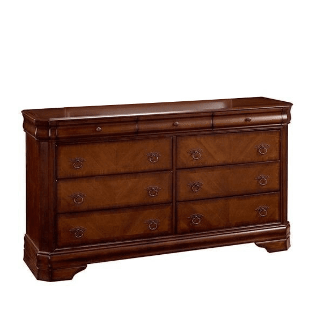 Hamshire Solid Wooden Chest Of 6 - Drawers Dresser Sideboard Storage - Burnished Cherry Drawers Fast shipping On sale