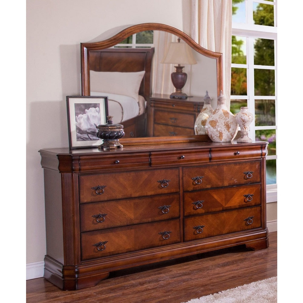 Hamshire Solid Wooden Chest Of 6 - Drawers Dresser Sideboard Storage - Burnished Cherry Drawers Fast shipping On sale