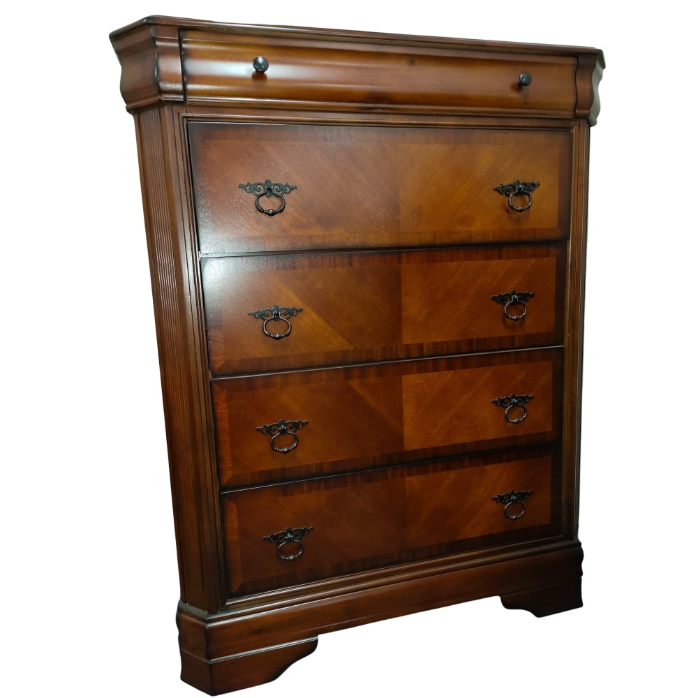 Hamshire Solid Wooden Chest Of Drawers Tallboy Storage Cabinet - Burnished Cherry Fast shipping On sale