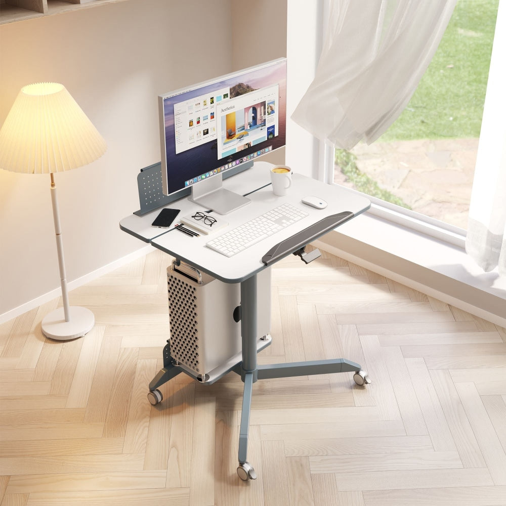 Hamsley Mobile Home Computer Office Sit & Stand Desk With Tilting Desktop - White/Green Fast shipping On sale