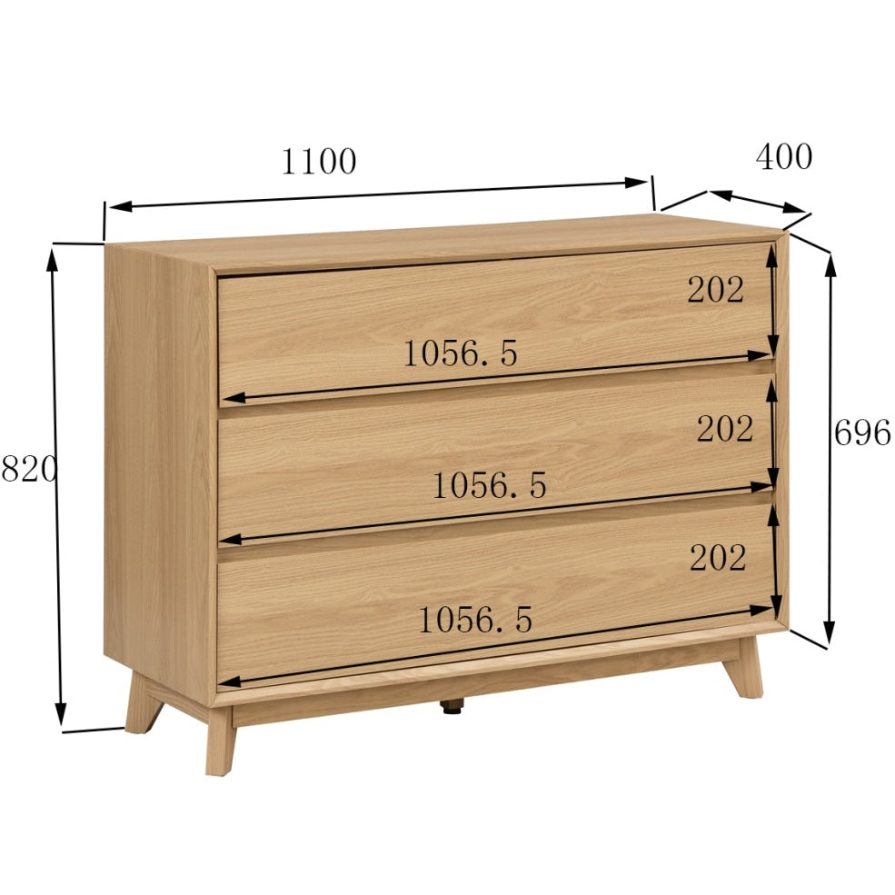 Hannah Wooden Chest Of 3-Drawers Lowboy Storage Cabinet - Oak Drawers Fast shipping On sale