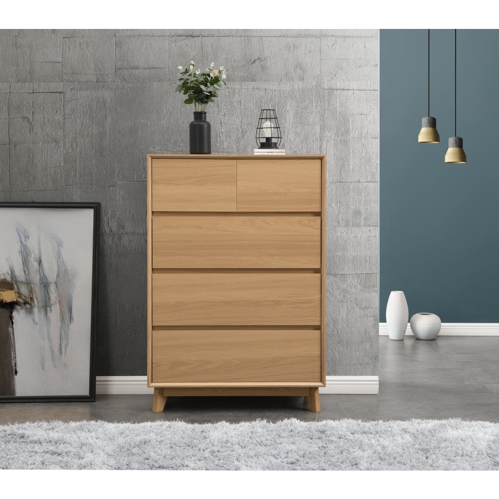 Hannah Wooden Chest Of 5-Drawers Tallboy Storage Cabinet - Oak Drawers Fast shipping On sale