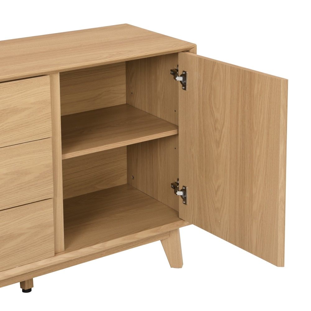 Hannah Wooden Sideboard Buffet Unit W/ 2-Doors 3-Drawers - Oak & Fast shipping On sale