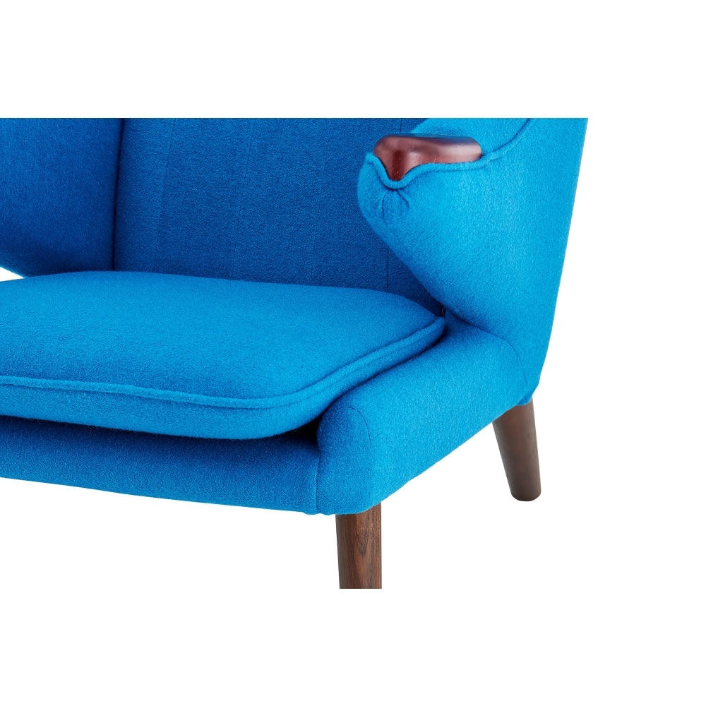 Hans Wegner Replica Fabric Papa Bear Accent Lounge Chair W/ Ottoman - Blue Fast shipping On sale