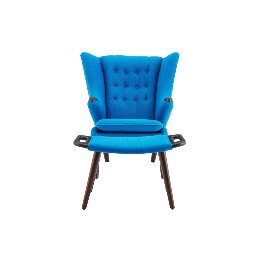 Hans Wegner Replica Fabric Papa Bear Accent Lounge Chair W/ Ottoman - Blue Fast shipping On sale