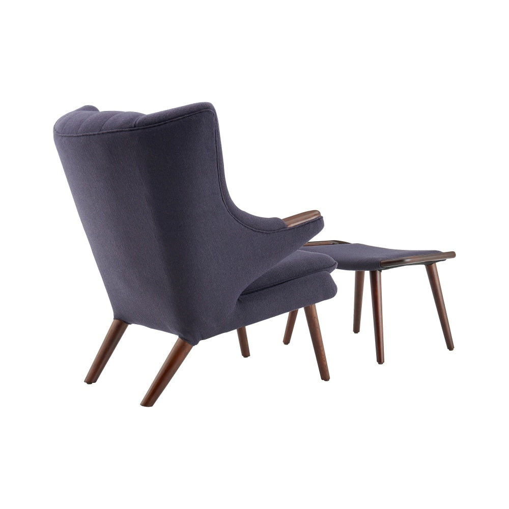 Hans Wegner Replica Fabric Papa Bear Accent Lounge Chair W/ Ottoman - Drak Grey Fast shipping On sale