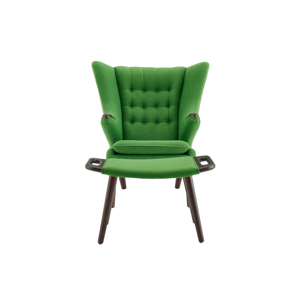 Hans Wegner Replica Fabric Papa Bear Accent Lounge Chair W/ Ottoman - Green Fast shipping On sale