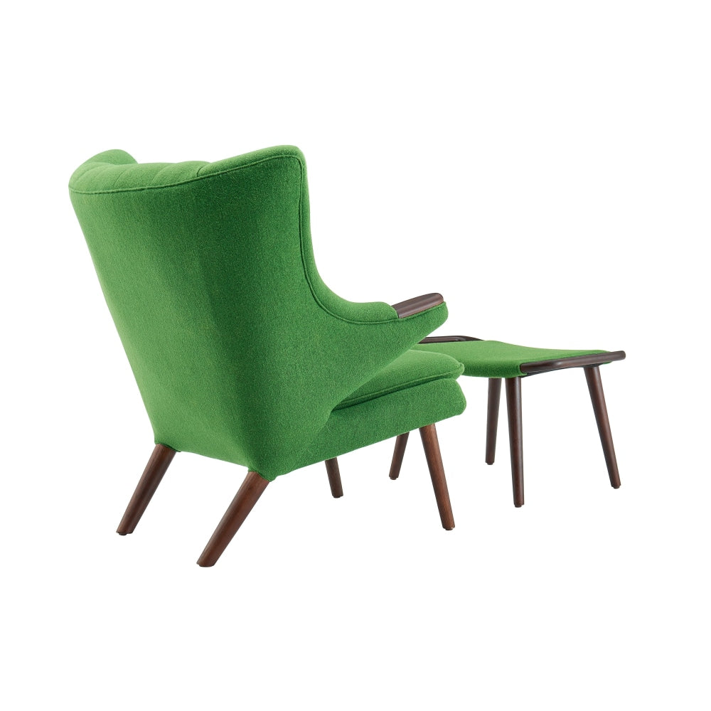 Hans Wegner Replica Fabric Papa Bear Accent Lounge Chair W/ Ottoman - Green Fast shipping On sale