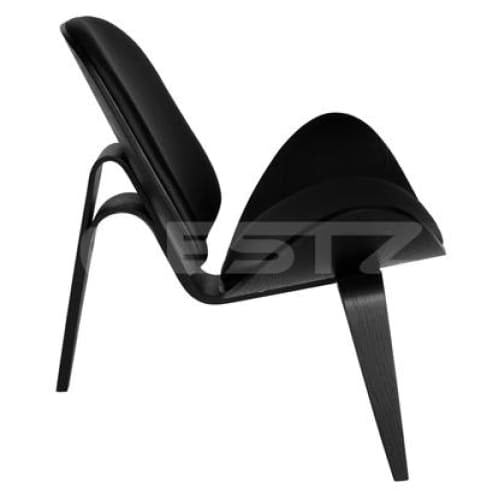 Hans Wegner Replica Lounge Shell Chair PU Leather - Black Frame Fast shipping On sale