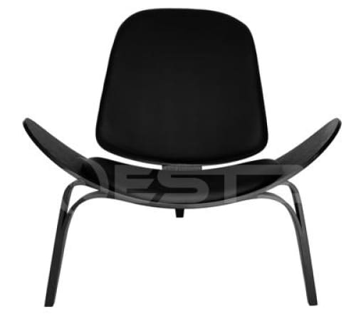 Hans Wegner Replica Lounge Shell Chair PU Leather - Black Frame Fast shipping On sale