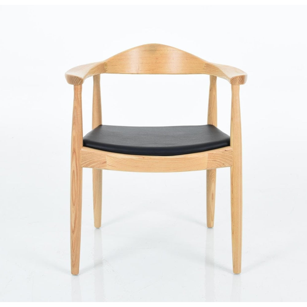 Hans Wegner Replica Round Kitchen Dining Chair Armchair - Ash/Black Leather Ash Fast shipping On sale