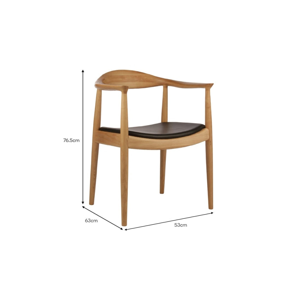 Hans Wegner Replica Round Kitchen Dining Chair Armchair - Ash/Black Leather Ash Fast shipping On sale