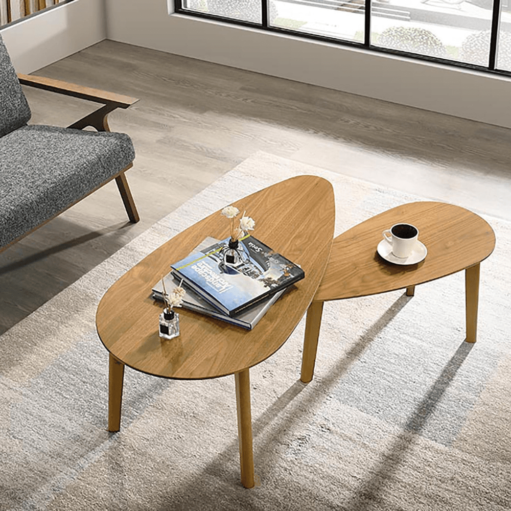 Hanson Nesting Set of 2 Living Room Coffee Table - Natural Fast shipping On sale