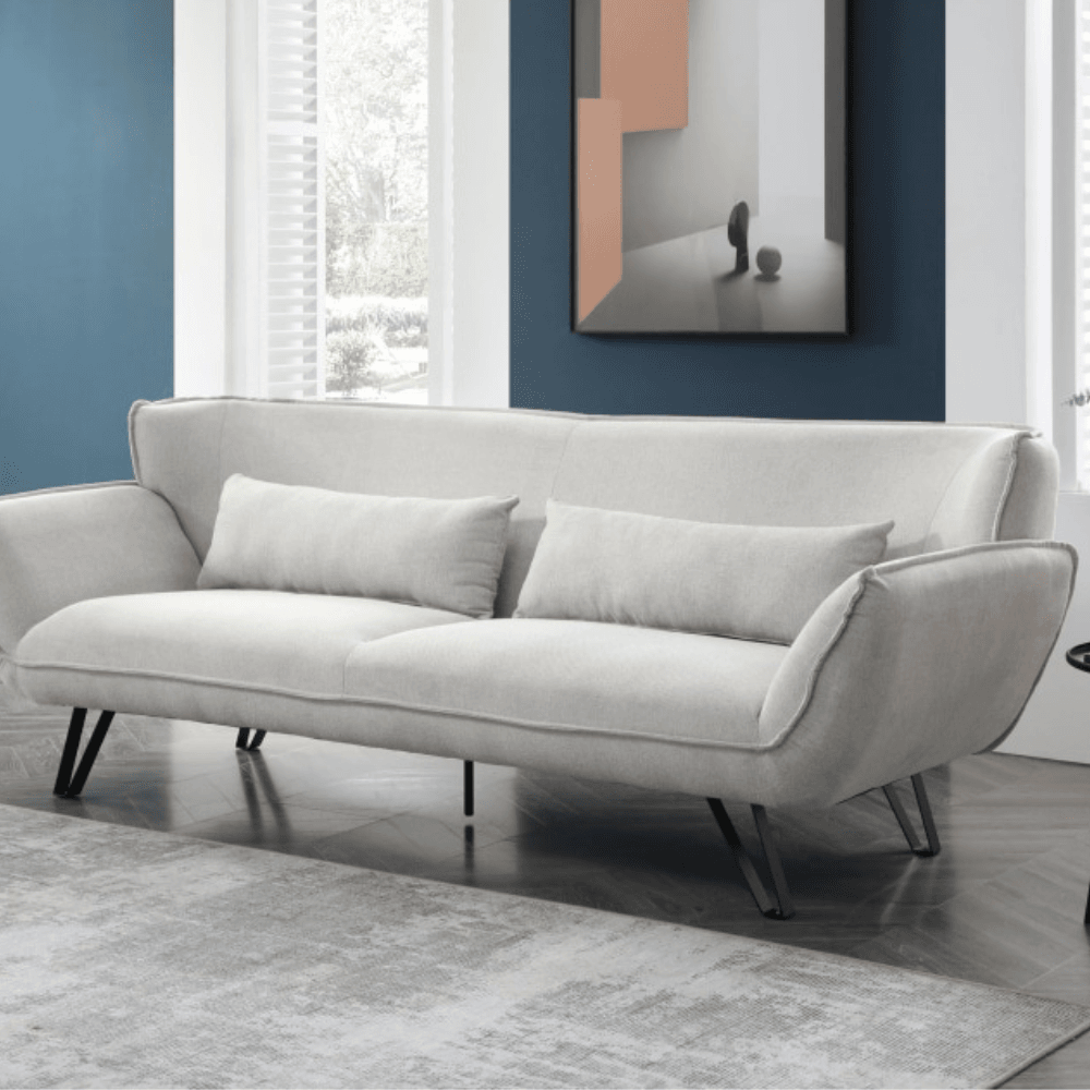 Designer Fabric Modern Luxury 3-Seater Sofa Lounge - White Fast shipping On sale