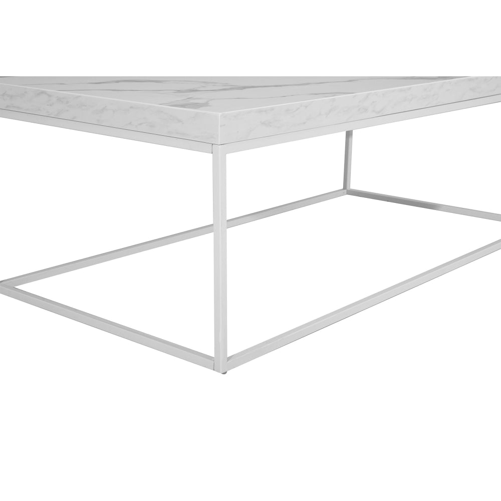 Rectangular Coffee Table W/ Marble Effect - White Fast shipping On sale