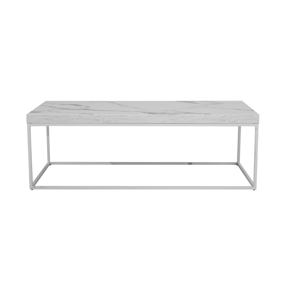 Rectangular Coffee Table W/ Marble Effect - White Fast shipping On sale
