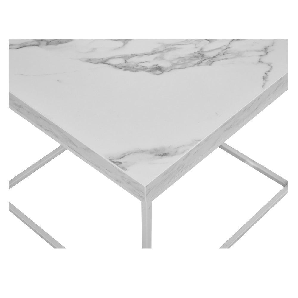 Side End Lamp Table W/ Marble Effect - White Fast shipping On sale