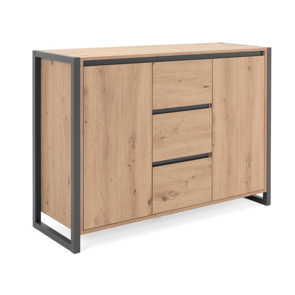 Henry Buffet Unit Sideboard W/ 2-Doors 3-Drawer Storage Cabinet - Natural/Black & Fast shipping On sale