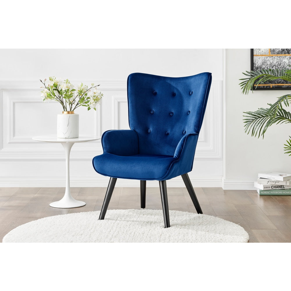 Henry High Back Fabric Accent Lounge Relaxing Armchair - Blue Velvet Chair Fast shipping On sale