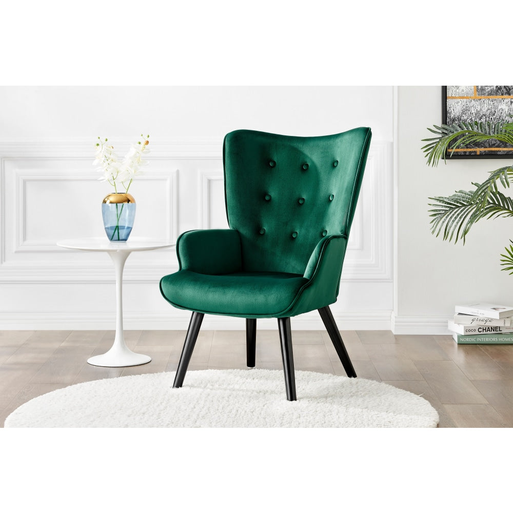 Henry High Back Fabric Accent Lounge Relaxing Armchair - Green Velvet Chair Fast shipping On sale