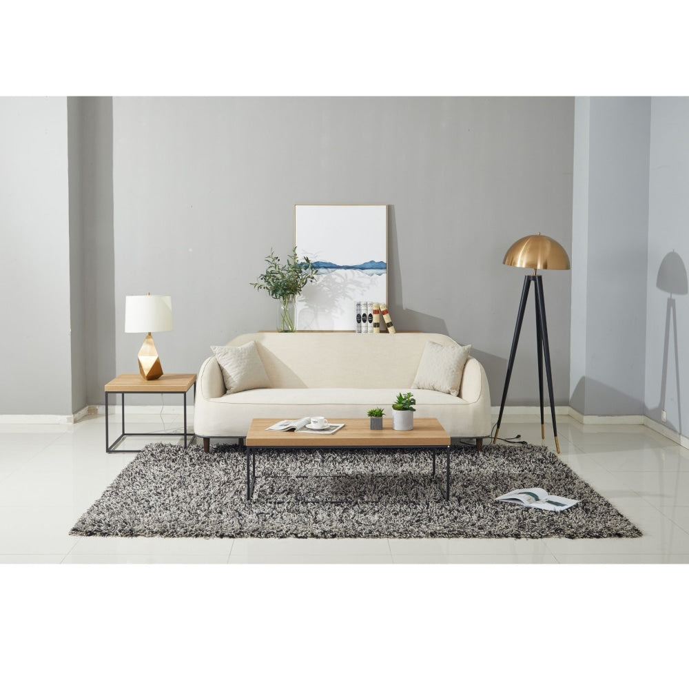 Modern Rectangular Wooden Coffee Table Metal Frame - Oak Fast shipping On sale